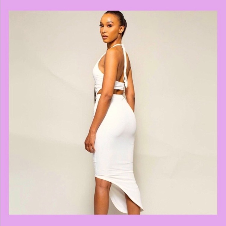 New!! Halter Neck Backless Tube Top Slim Drawstring Skirt Set!
